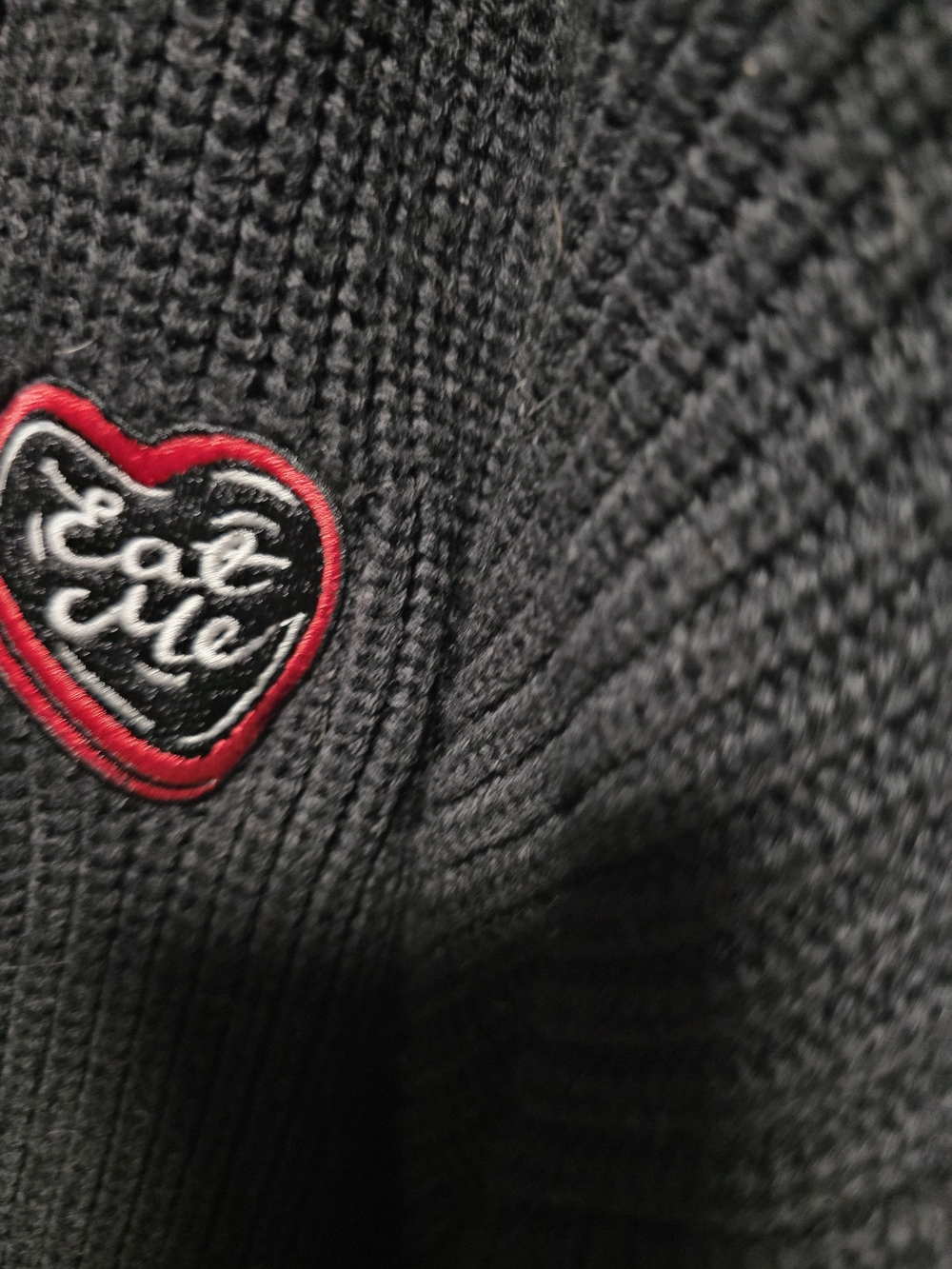Black Embroidered Bunny Patch Cardigan Sleeve Detail Sweater - Picture 4 of 5